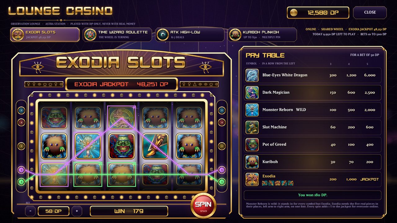 Exodia Slots in the Lounge Casino